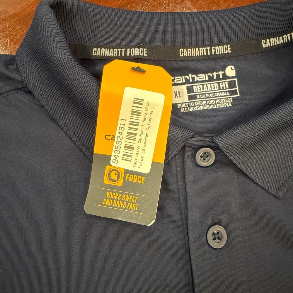 New Carhartt Force Shirt mens XL Blue Short sleeve polo Snag Resistant Pocket - Picture 5 of 12